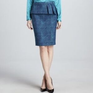 T Tahari Blue Peplum Mermaid Pencil Skirt - Size 8
